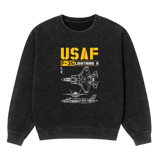 F 35 Lightning II Mineral Wash Sweatshirts