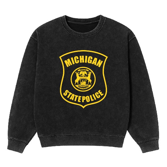 michigan state police logo for black Mineral Wash Sweatshirts