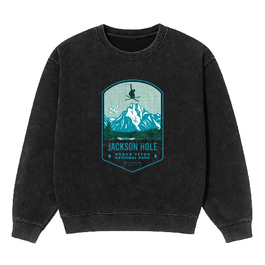 Jackson Hole Ski Badge Mineral Wash Sweatshirts