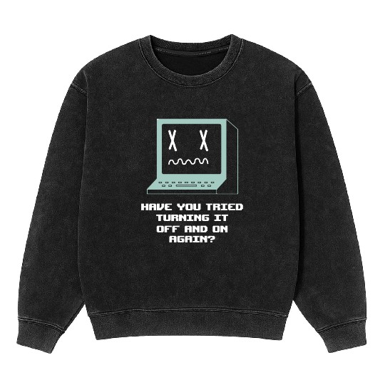 Computer Restart Geek Pun Apparel Mineral Wash Sweatshirts