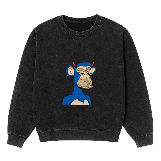Blue bored monkey Mineral Wash Sweatshirts