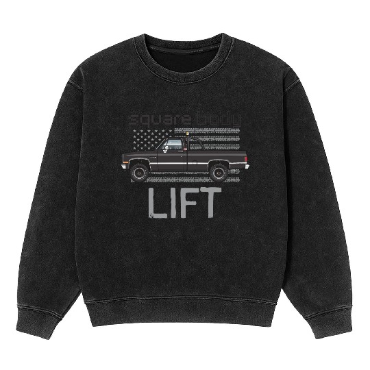 Square Body Lift Black Mineral Wash Sweatshirts
