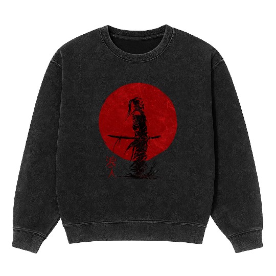 Ronin Samurai Japan Warrior Mineral Wash Sweatshirts