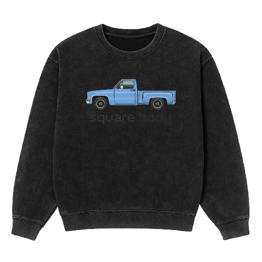 Square Body Light Blue Mineral Wash Sweatshirts