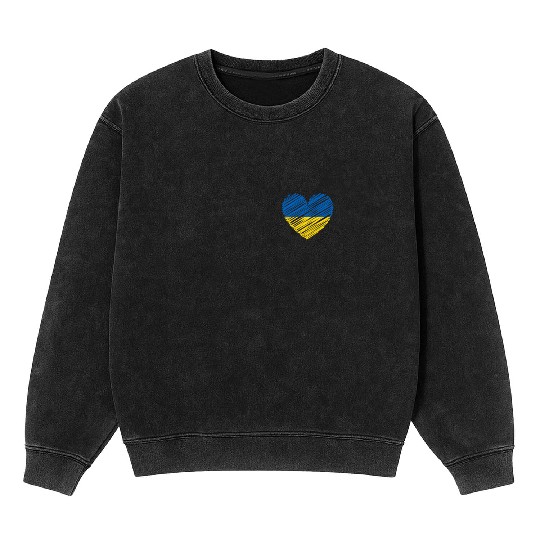 I Stand With Ukraine Ukrainian Heart Flag Mineral Wash Sweatshirts