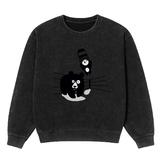 Panda vs Grizzly in wrestling ring. Kung fu Mineral Wash Sweatshirts