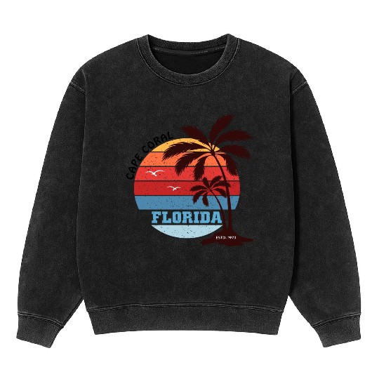 Cape Coral Est.1973 Vintage Florida summer Gift Mineral Wash Sweatshirts