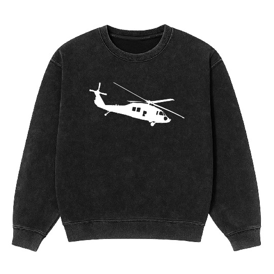 UH-60 Black Hawk Helicopter Silhouette Mineral Wash Sweatshirts