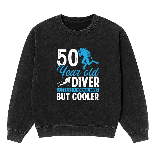 50th Birthday Scuba Divers Scuba Diving 50 Years Mineral Wash Sweatshirts