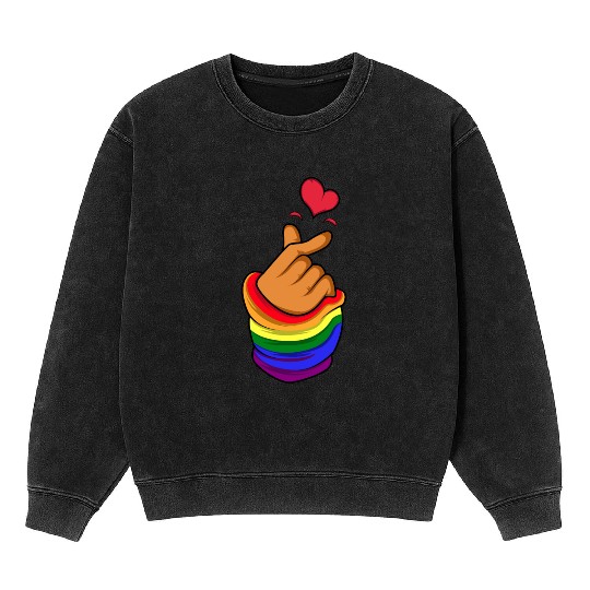 LGBT Korean Heart Transgender Gift Mineral Wash Sweatshirts