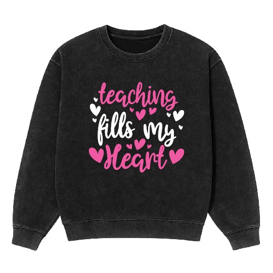 His and Her Valentine Gift Teacher Teaching Fills Mineral Wash Sweatshirts