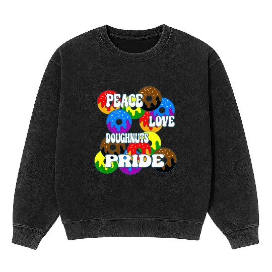 Peace Love Doughnuts Pride - LGBTQ+ Mineral Wash Sweatshirts