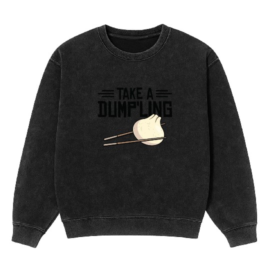 Dumpling Asian Food Chinese Food Fan Mineral Wash Sweatshirts