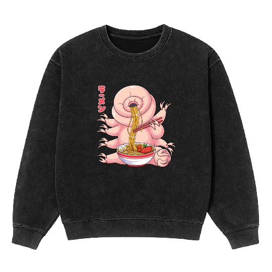 Kawaii Tardigrade Ramen Noodles Japanese Anime Noo Mineral Wash Sweatshirts