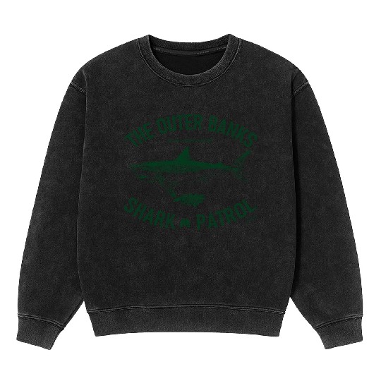 OBX Shark Patrol OBX Vintage Dark Green Mineral Wash Sweatshirts