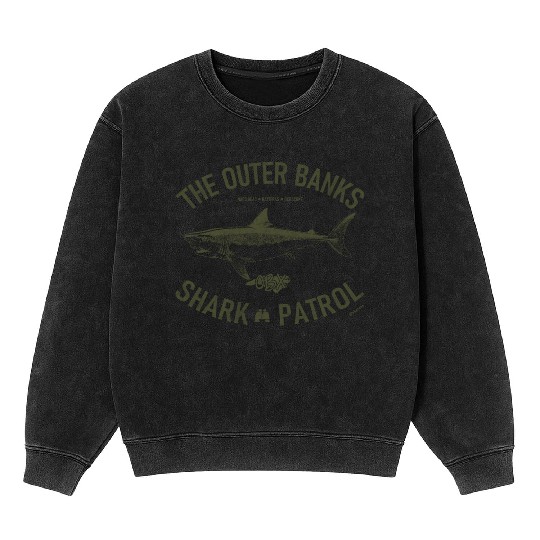 OBX Shark Patrol OBX Vintage Army Green Mineral Wash Sweatshirts