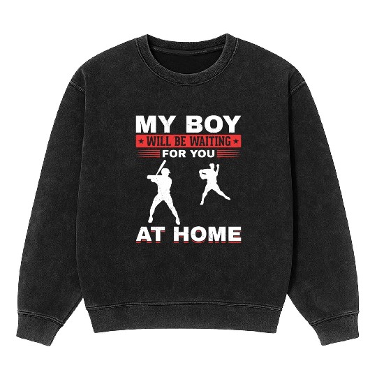 Son Baseball Catcher Pitcher Batter Dad Mom Mineral Wash Sweatshirts