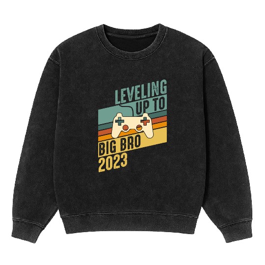 Level up Big Brother 2023 Baby Gamer Boy Baby Mineral Wash Sweatshirts