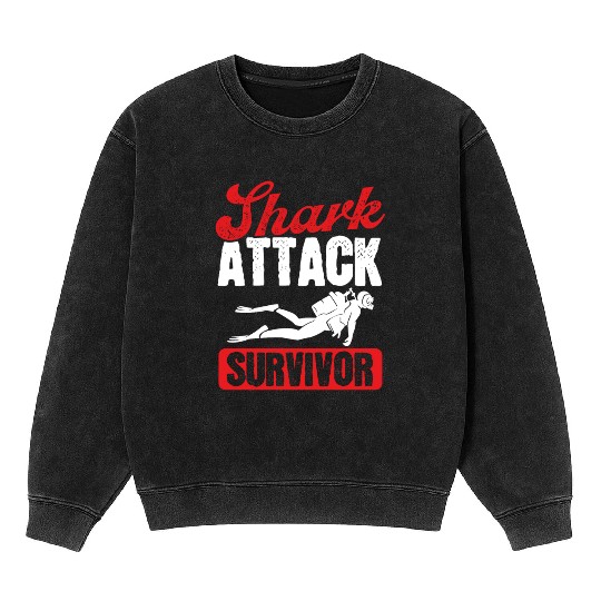 Scuba Diving Shark Attack Survivor Scuba Diver Mineral Wash Sweatshirts