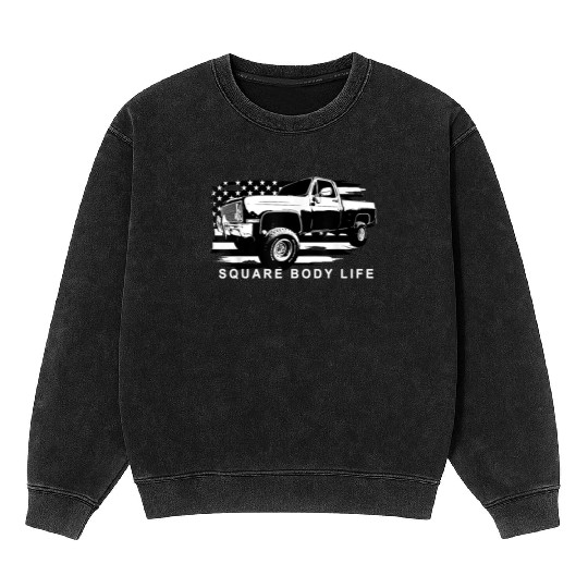 Squarebody American Flag Square Body Truck Mineral Wash Sweatshirts