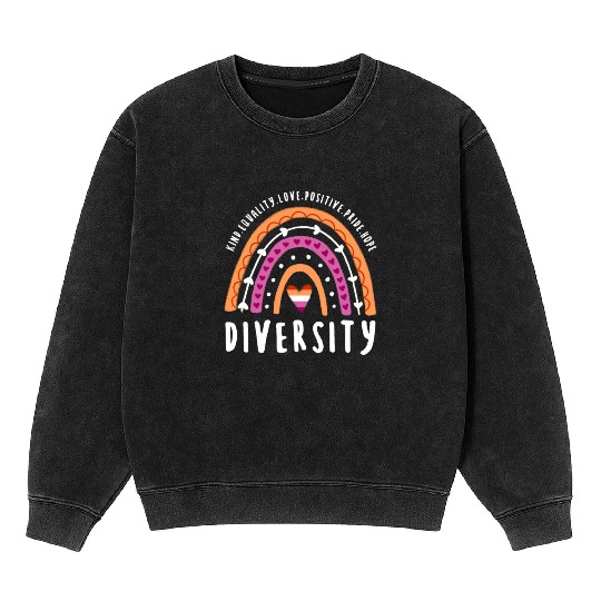 Diversity Lesbian Pride Rainbow Mineral Wash Sweatshirts