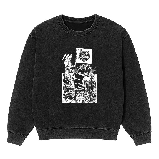 Death Tarot Card Xiii Occult Esoteric Dark Design Mineral Wash Sweatshirts