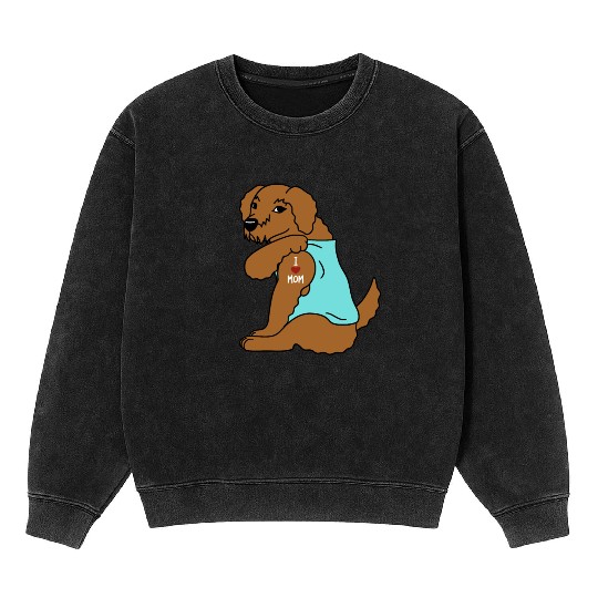 I Love Mom Tattoo Goldendoodle Mineral Wash Sweatshirts