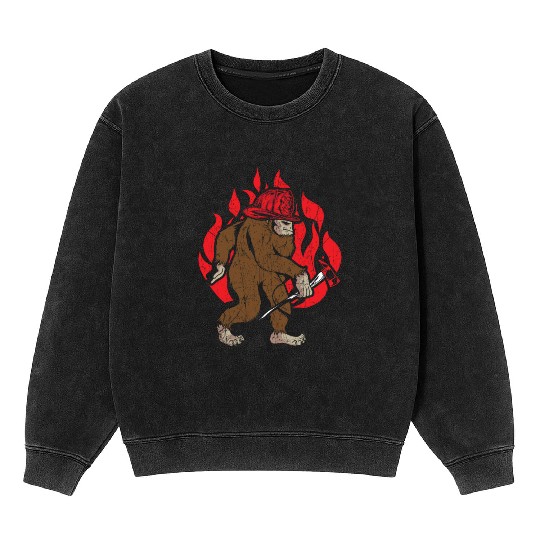 Firefighting Fireman Firefighter Fire Bigfoot Mineral Wash Sweatshirts