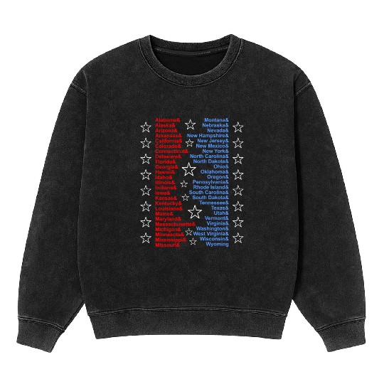 Patriotic Fifty States Red White Blue Mineral Wash Sweatshirts