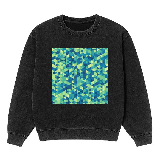 Geometric Hexagon Pattern Blue Yellow Green Mineral Wash Sweatshirts