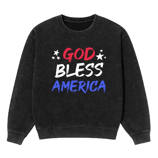 Patriotic USA God Bless America Mineral Wash Sweatshirts