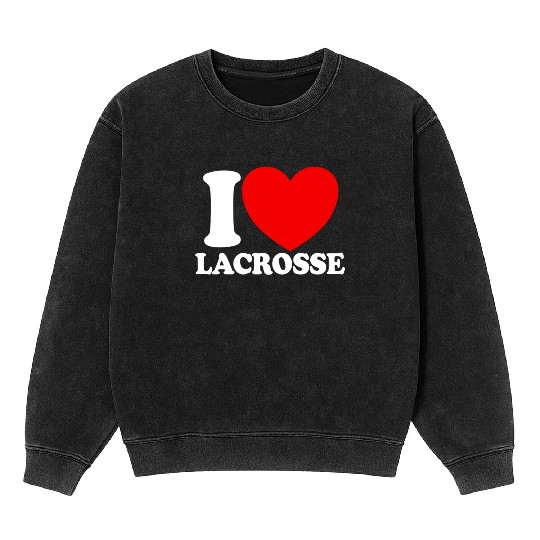 I Love Lacrosse Red Heart Lacrosse Lover Lacrosse Mineral Wash Sweatshirts
