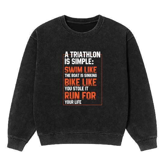 Triathlon Running Swim Bike Athelete Apparel Mineral Wash Sweatshirts