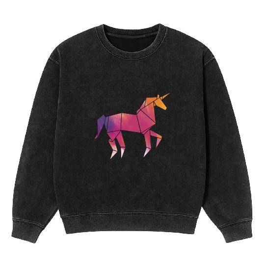 Origami Unicorn Lover Origami Master Paper Folder Mineral Wash Sweatshirts