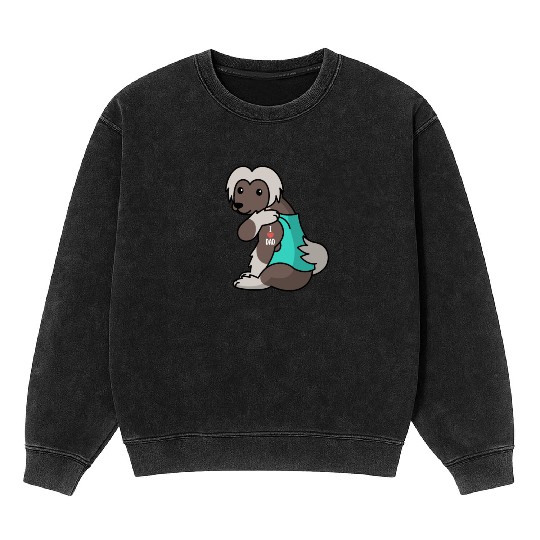 I Love Dad Chinese Crested Mineral Wash Sweatshirts