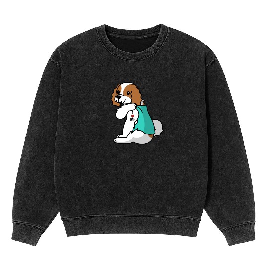 I Love Dad Cavalier King Charles Spaniel Mineral Wash Sweatshirts