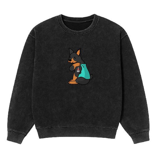 I Love Dad Doberman Mineral Wash Sweatshirts