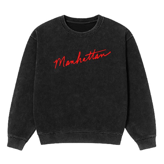 Manhattan handwritten red New York City Mineral Wash Sweatshirts