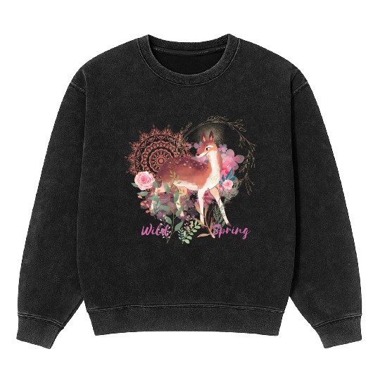 Sweet Deer In Wild Spring - 4 Mineral Wash Sweatshirts