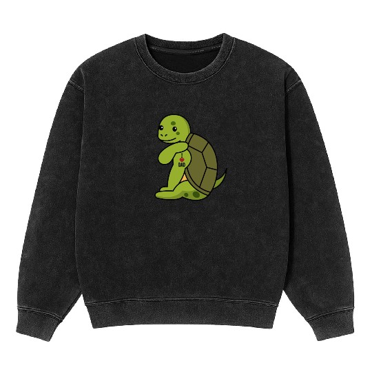 I Love Dad Turtle Mineral Wash Sweatshirts
