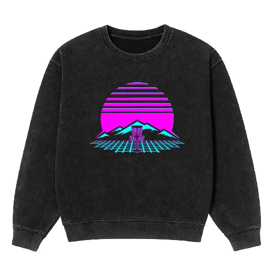 Disc Golf Retro Vintage 80s Style Mineral Wash Sweatshirts
