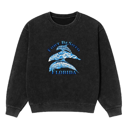 Fort DeSoto Florida Vacation Tribal Dolphins Mineral Wash Sweatshirts