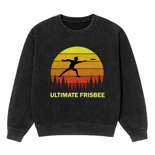 Ultimate Frisbee Disc Golf Flying Players Mineral Wash Sweatshirts