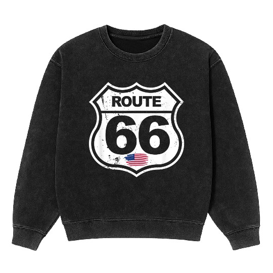 Vintage Route 66 retro style Mineral Wash Sweatshirts