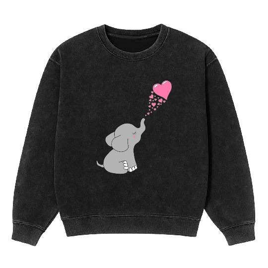 Grey Elephant with love Mineral Wash Sweatshirts