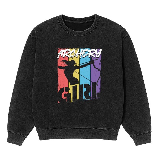 Archery Bow Archer Girl Vintage Mineral Wash Sweatshirts