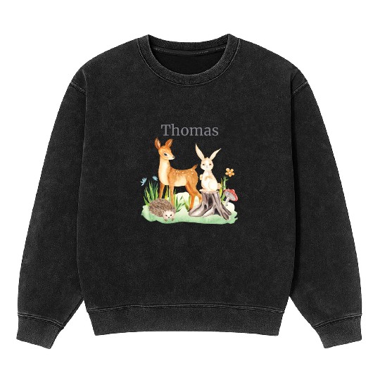 Waldtier Waldtier Reh Hase Hedgehog Flowers Name Mineral Wash Sweatshirts