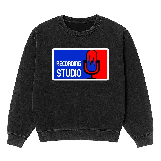 Recording Studio Logo Microphone Mineral Wash Sweatshirts