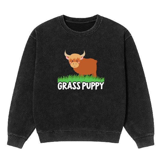 Grass Puppy Highland Farmer Cow Whisperer Farm Mineral Wash Sweatshirts