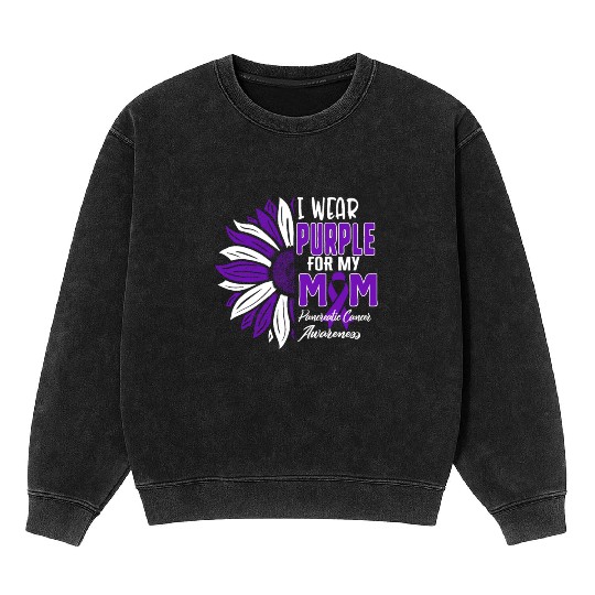 Pancreatic Cancer Mineral Wash Sweatshirts, I Wear Purple For My Mom